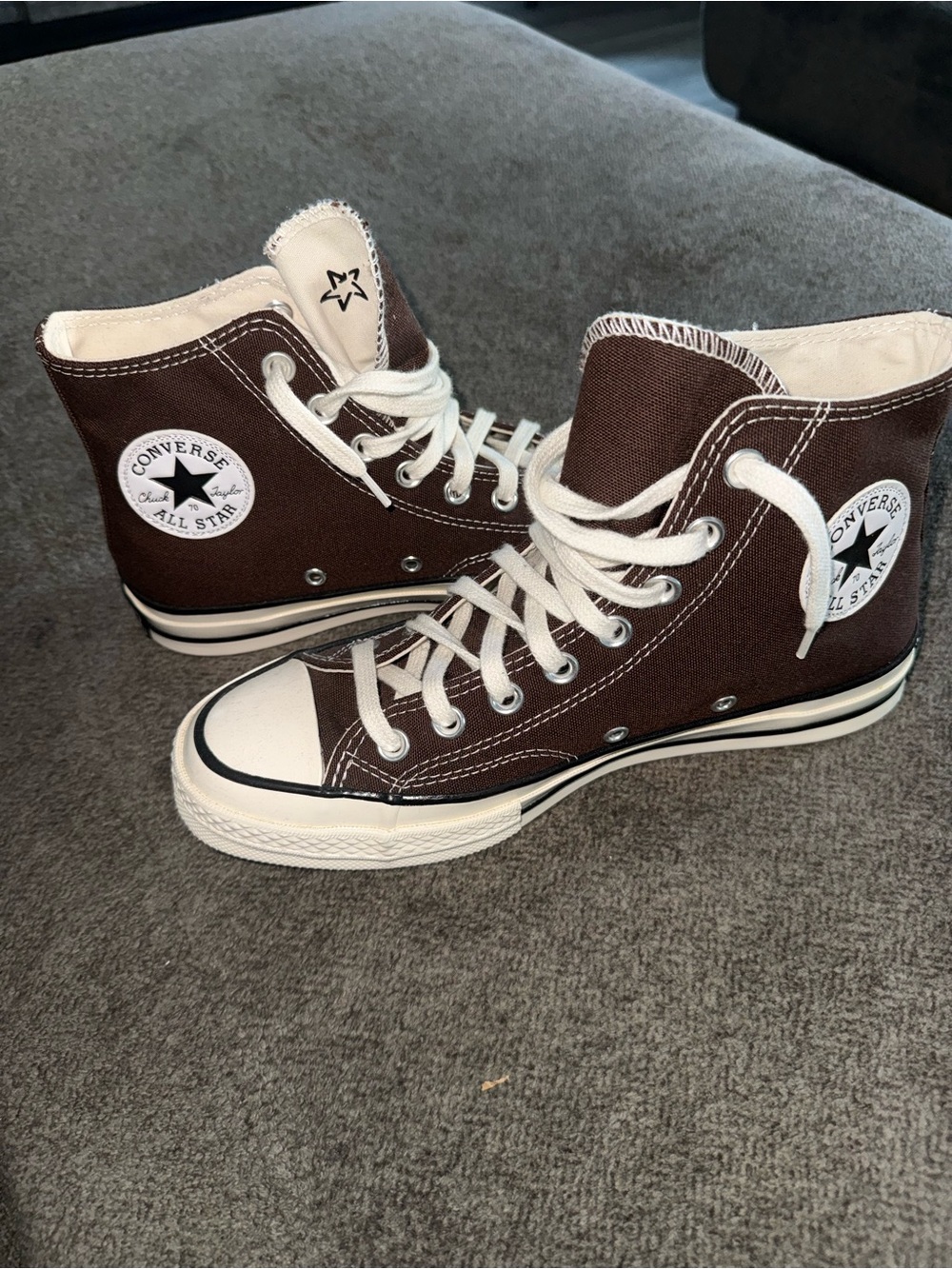 Converse Chocolate Brown High-Top Sneakers with White Accents